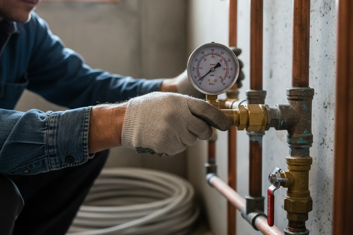 Pressure testing a repaired line during Water Line Repair in Ramsey